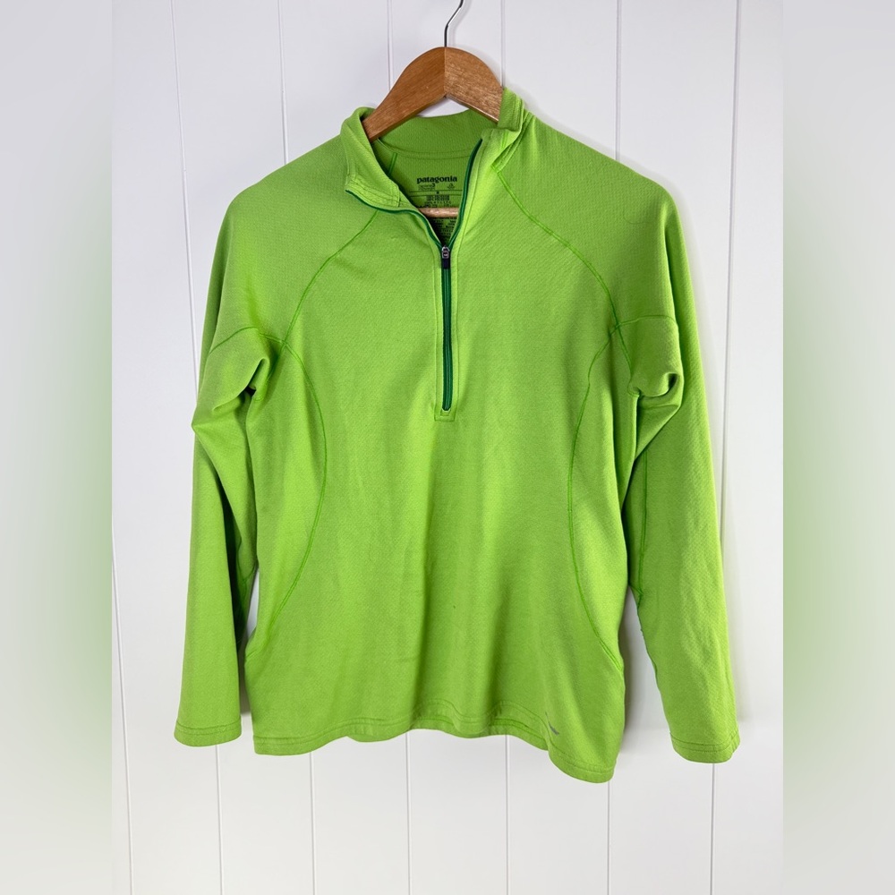 Patagonia Capilene 3 Midweight Quarter Zip Long Sleeve Pullover Lime Green M
